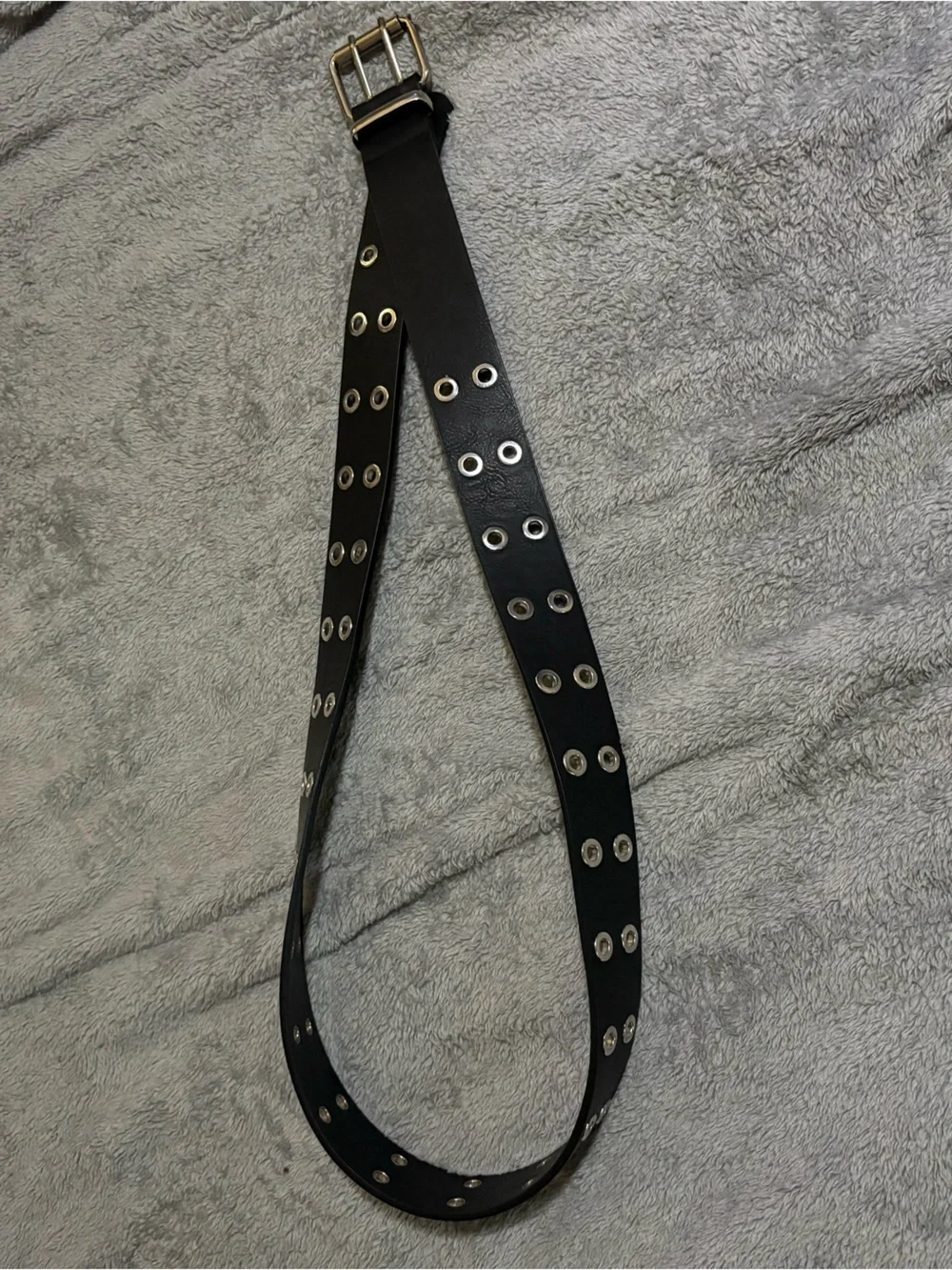 Torrid Double Row Grommet Black Belt with Silver Buckle